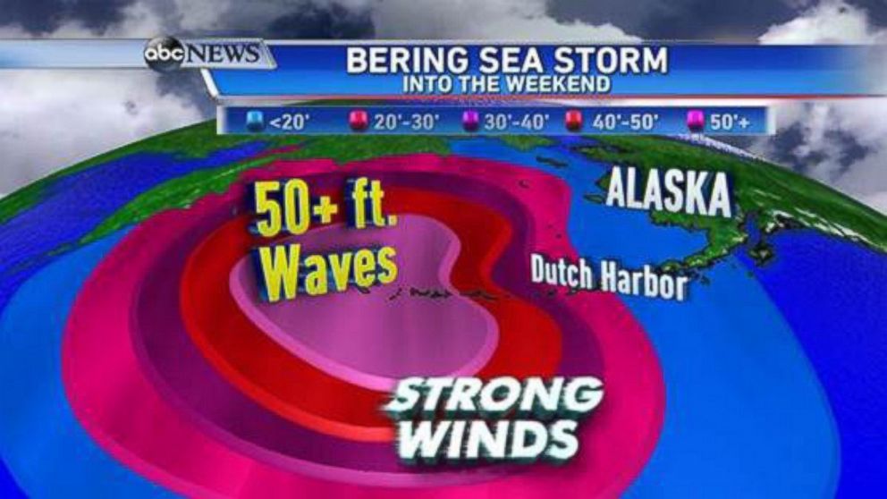 PHOTO: It’s time for fishermen to get out of the seas as fast as possible! Look at these predicted wave heights for Friday night and Saturday! Waves over 50ft are very possible from this storm.
