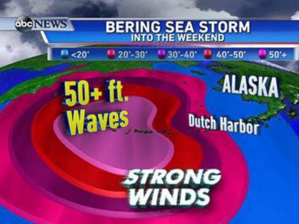PHOTO: It’s time for fishermen to get out of the seas as fast as possible! Look at these predicted wave heights for Friday night and Saturday! Waves over 50ft are very possible from this storm.