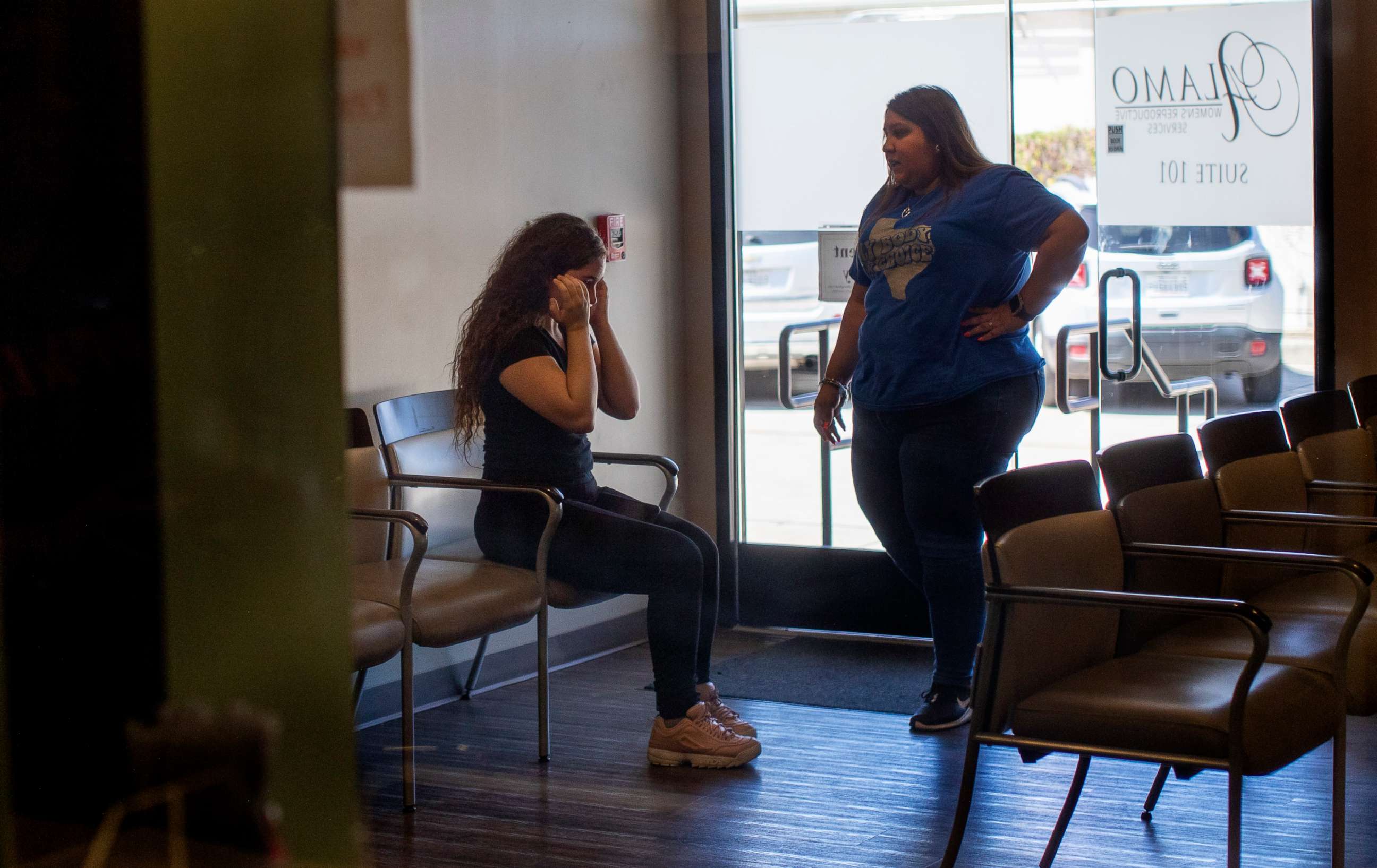 PHOTO: A patient is brought to tears as a staff member informs her  that the clinic can no longer provide services at Alamo Womens Reproductive Service in San Antonio, Texas, June 24, 2022. 