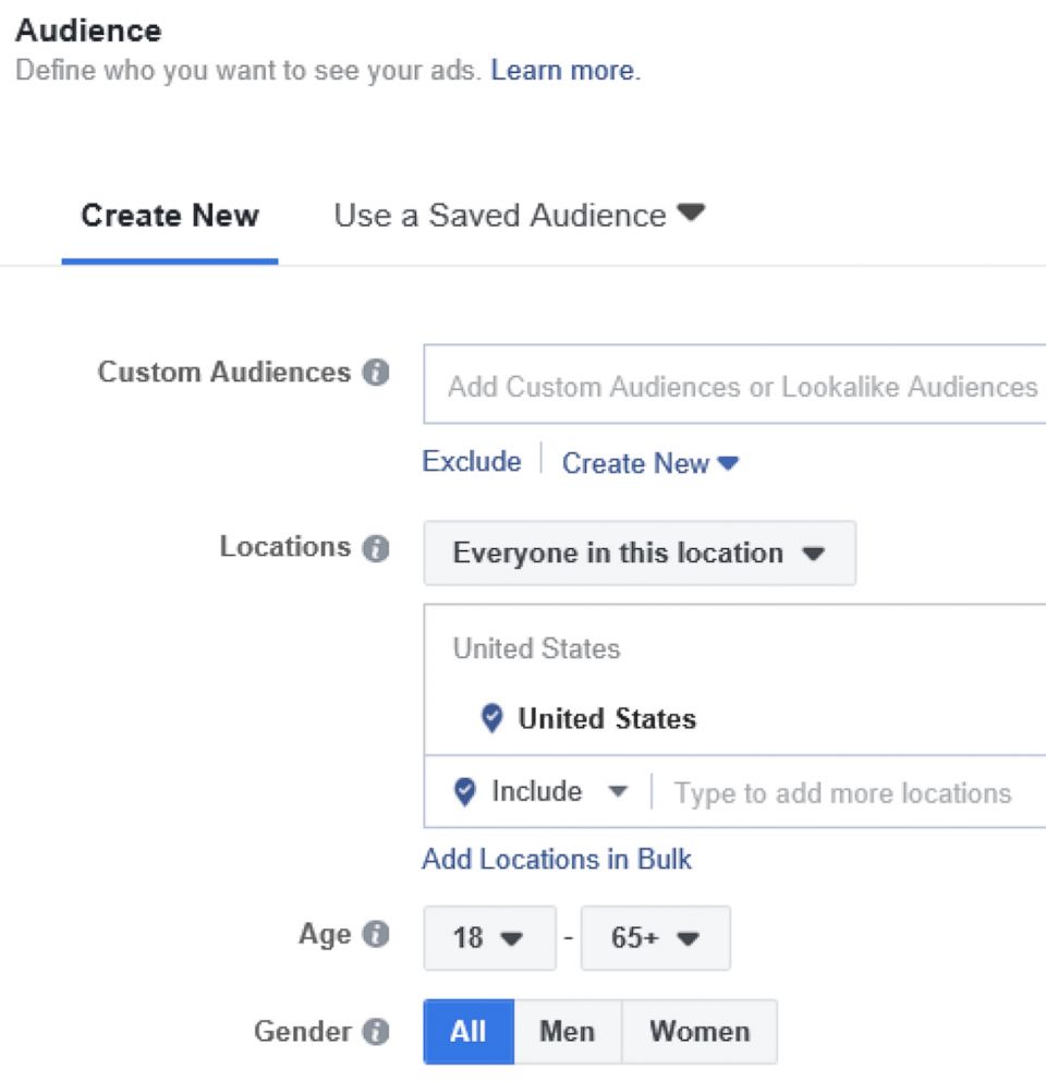 PHOTO: This undated image provided by American Civil Liberties Union shows Facebook ads audience targeting by gender.