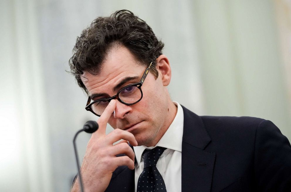 PHOTO: Head of Instagram Adam Mosseri testifies during a Senate Commerce, Science, and Transportation Committee hearing titled Protecting Kids Online: Instagram and Reforms for Young Users on Capitol Hill, Dec. 8, 2021 in Washington, DC.