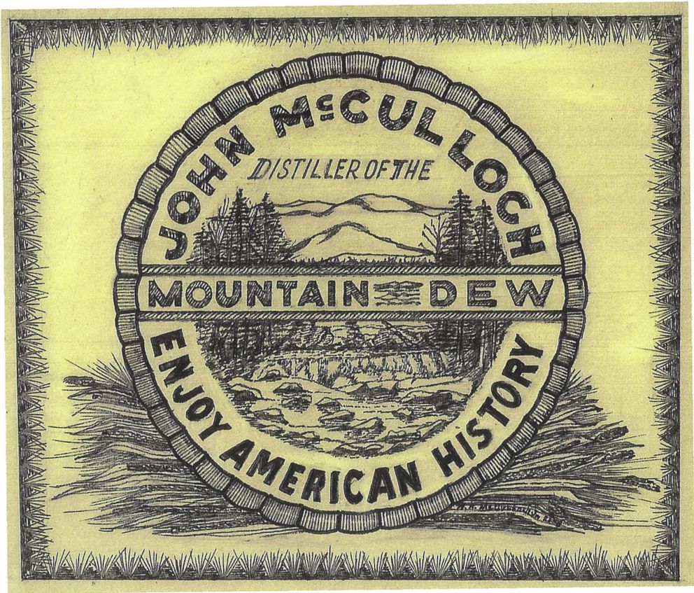 PHOTO: The logo for the alcoholic Mountain Dew that was sold by John W. McCulloch in Owensboro, KY starting in the late 1800s.