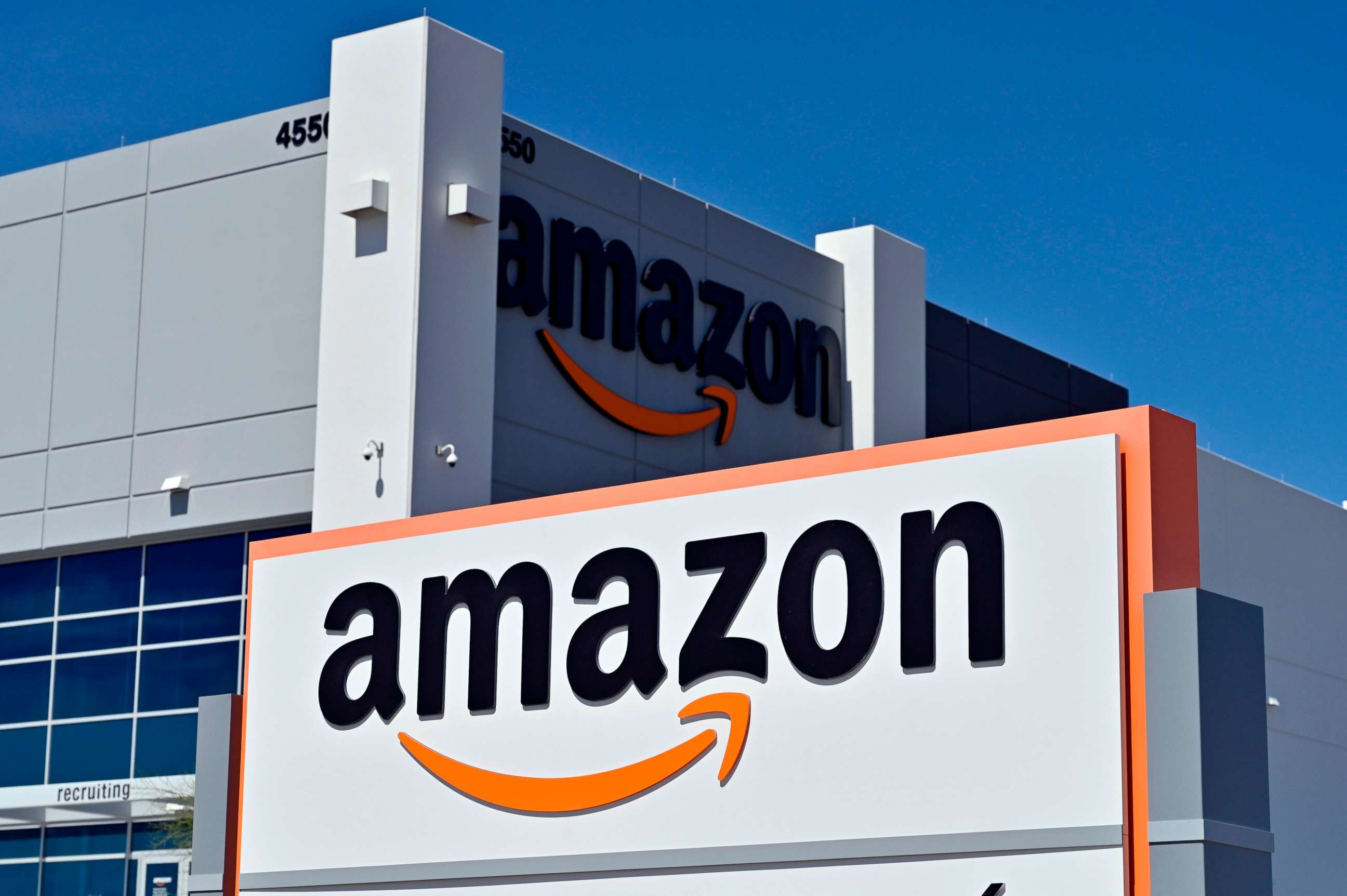 PHOTO: An Amazon distribution center, April 25, 2020, in North Las Vegas, Nevada.