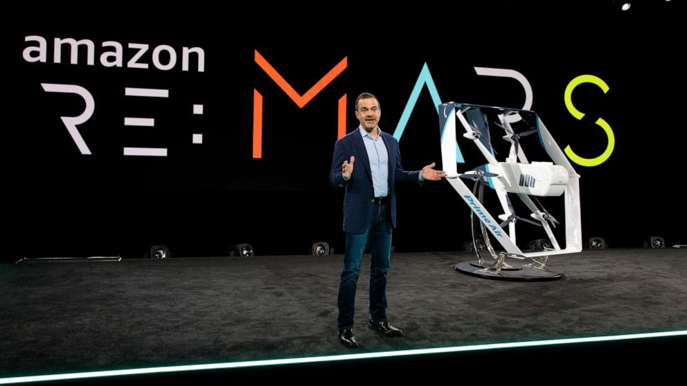PHOTO: Jeff Wilke, CEO of Amazon Worldwide Consumer, unveiled the company's new drone at the reMARS Conference in Las Vegas on June 5, 2019.