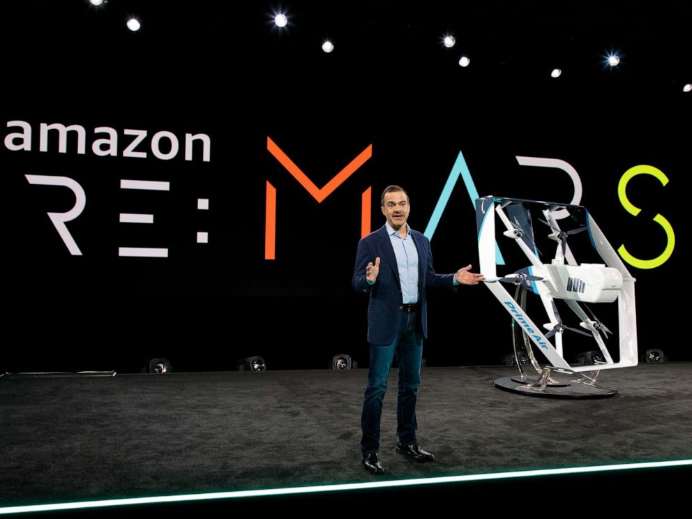 PHOTO: Jeff Wilke, CEO of Amazon Worldwide Consumer, unveiled the companys new drone at the reMARS Conference in Las Vegas on June 5, 2019.