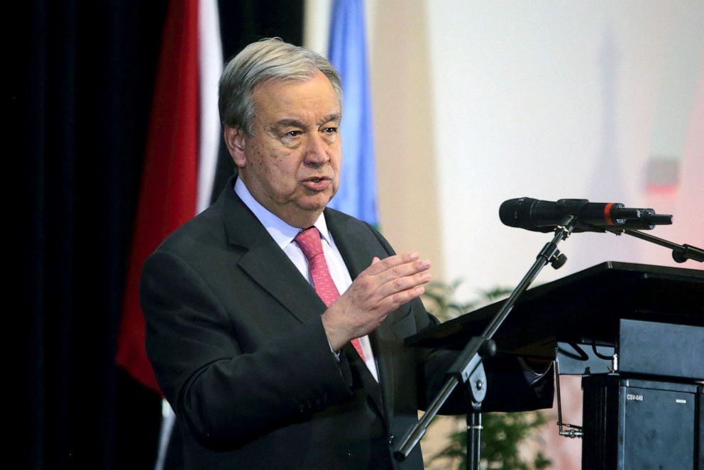 PHOTO: UN Secretary-General Antonio Guterres addresses the 43rd Heads of Government Meeting of the Caribbean Community (CARICOM), at Assuria High Rise in Paramaribo, Suriname, July 3, 2022.