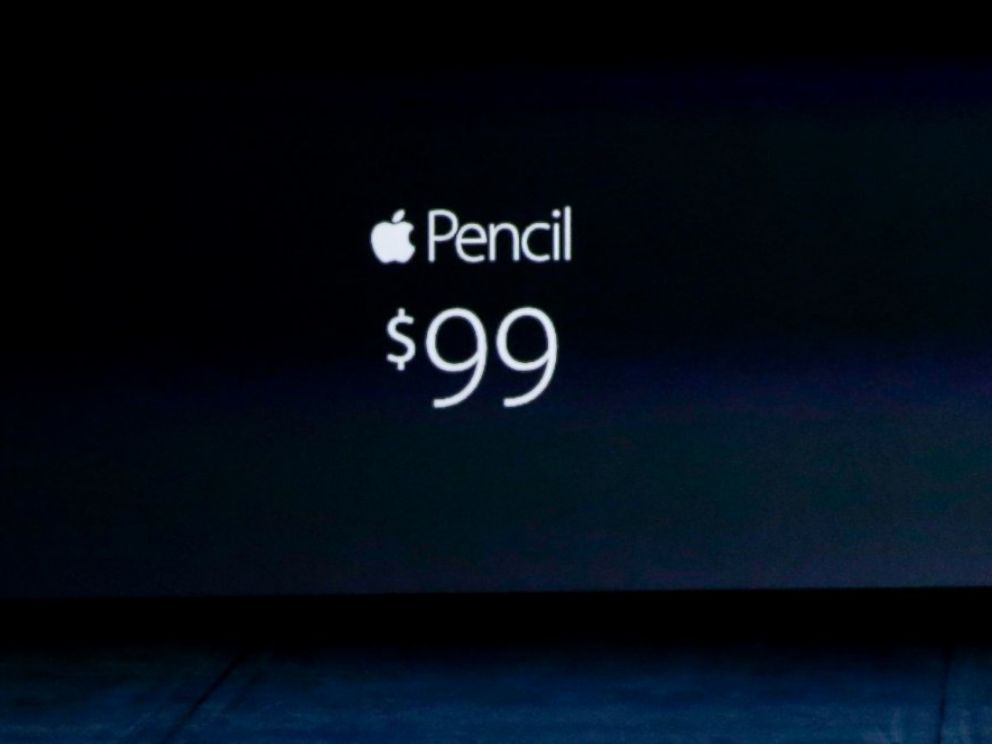 PHOTO: Phil Schiller, Apple's senior vice president of worldwide marketing, announces the pricing for the Apple Pencil and the Smart Keyboard during the Apple event at the Bill Graham Civic Auditorium in San Francisco, Sept. 9, 2015. 
