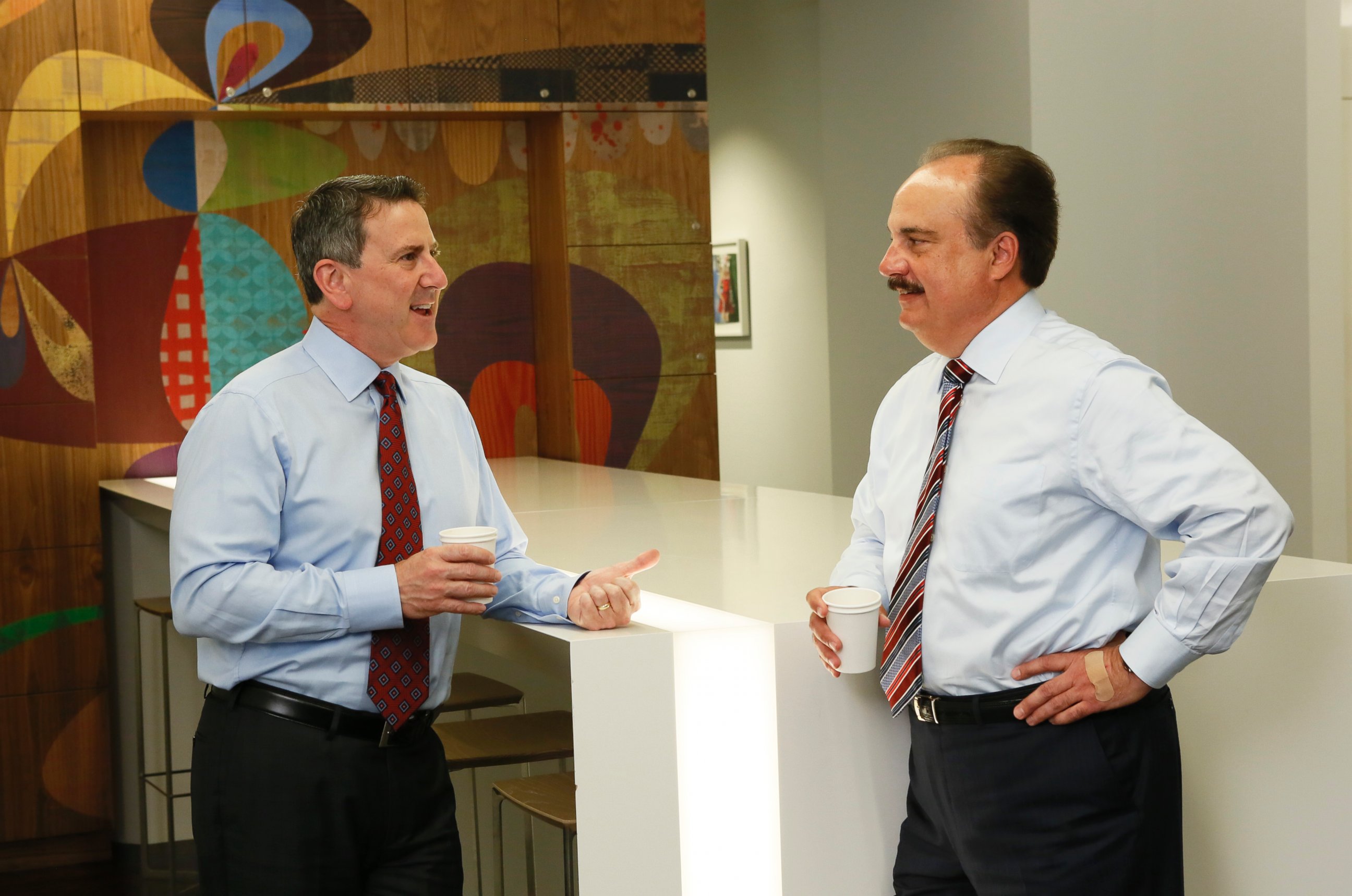 PHOTO: Target Chairman and CEO Brian Cornell and CVS Health President and CEO Larry Merlo meet up in New York, June 15, 2015, to announce a strategic agreement. 