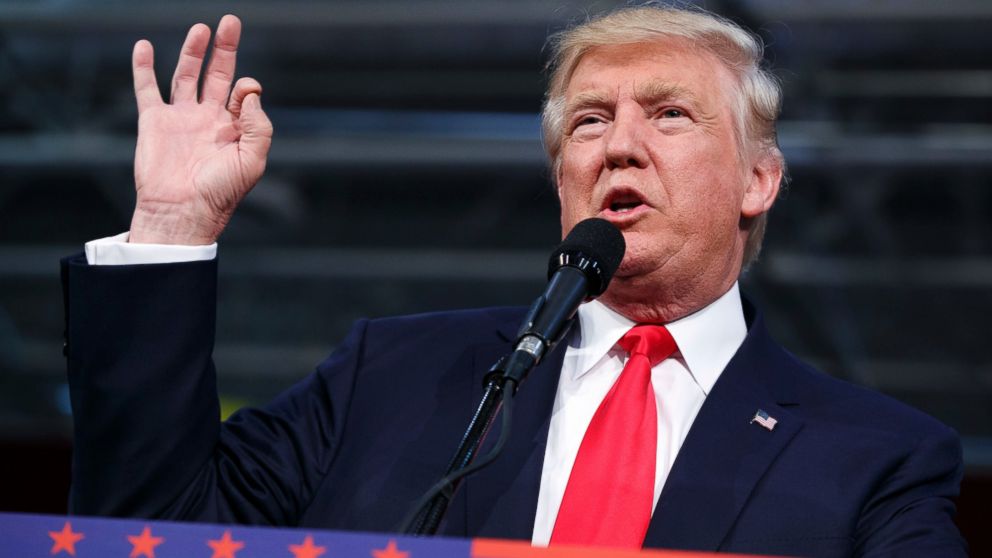 Republican presidential candidate Donald Trump speaks during a campaign rally, Oct. 10, 2016, in Ambridge, Pa.