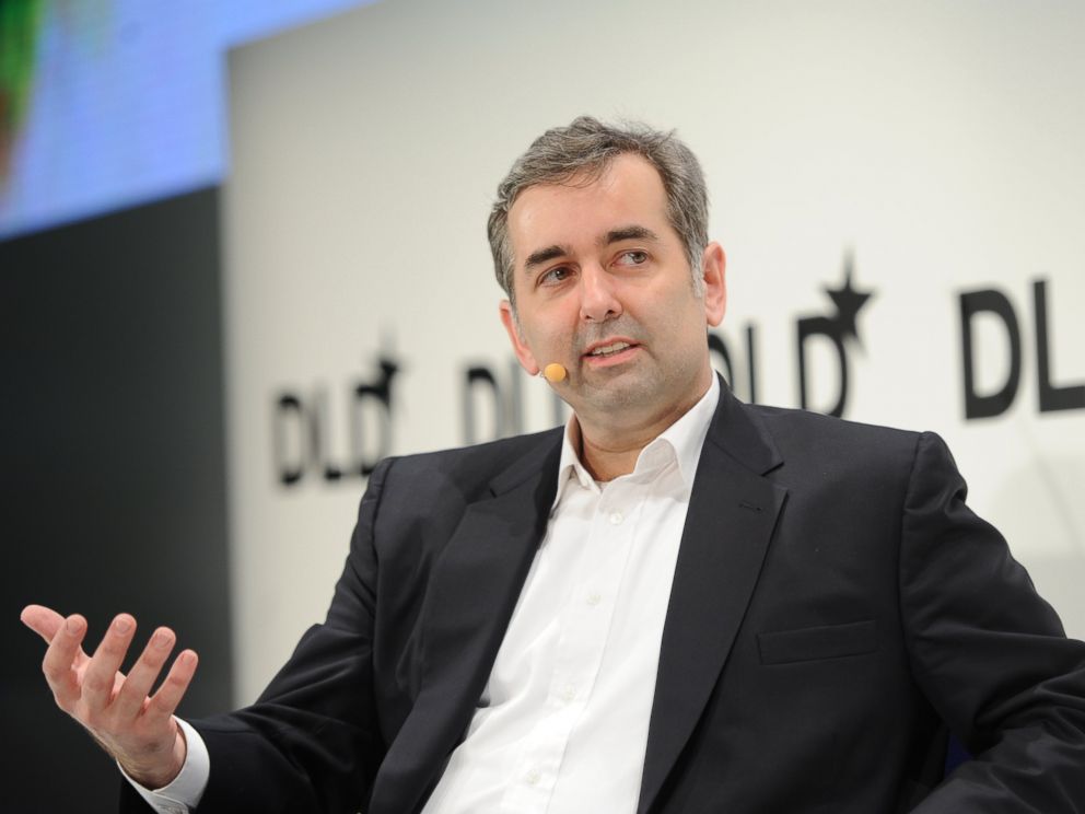 PHOTO: Chad Dickerson gestures on the podium during the DLD15 Conference at the HVB Forum on Jan. 18, 2015 in Munich, Germany.