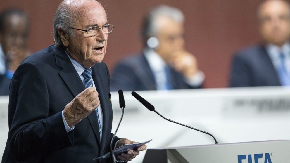 PHOTO: FIFA president Joseph S. Blatter speaks during the 65th FIFA Congress held at the Hallenstadion in Zurich, Switzerland, May 29, 2015, where he runs for re-election. 