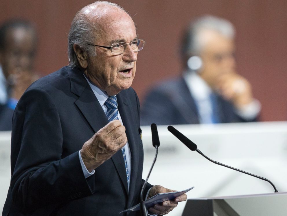 PHOTO: FIFA president Joseph S. Blatter speaks during the 65th FIFA Congress held at the Hallenstadion in Zurich, Switzerland, May 29, 2015, where he runs for re-election.