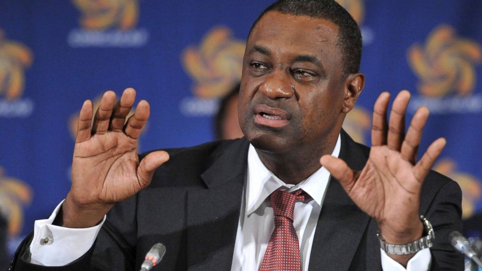 PHOTO: CONCACAF president Jeffrey Webb speaks at the CONCACAF presidential election in Budapest, Hungary on May 23, 2012.