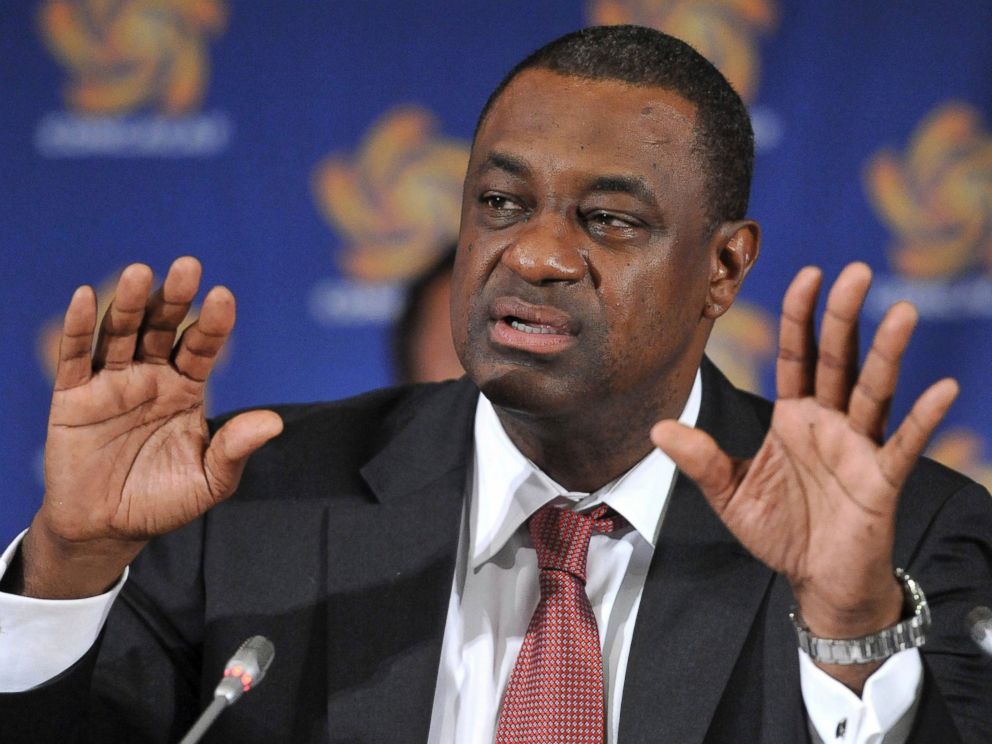 PHOTO: CONCACAF president Jeffrey Webb speaks at the CONCACAF presidential election in Budapest, Hungary on May 23, 2012.