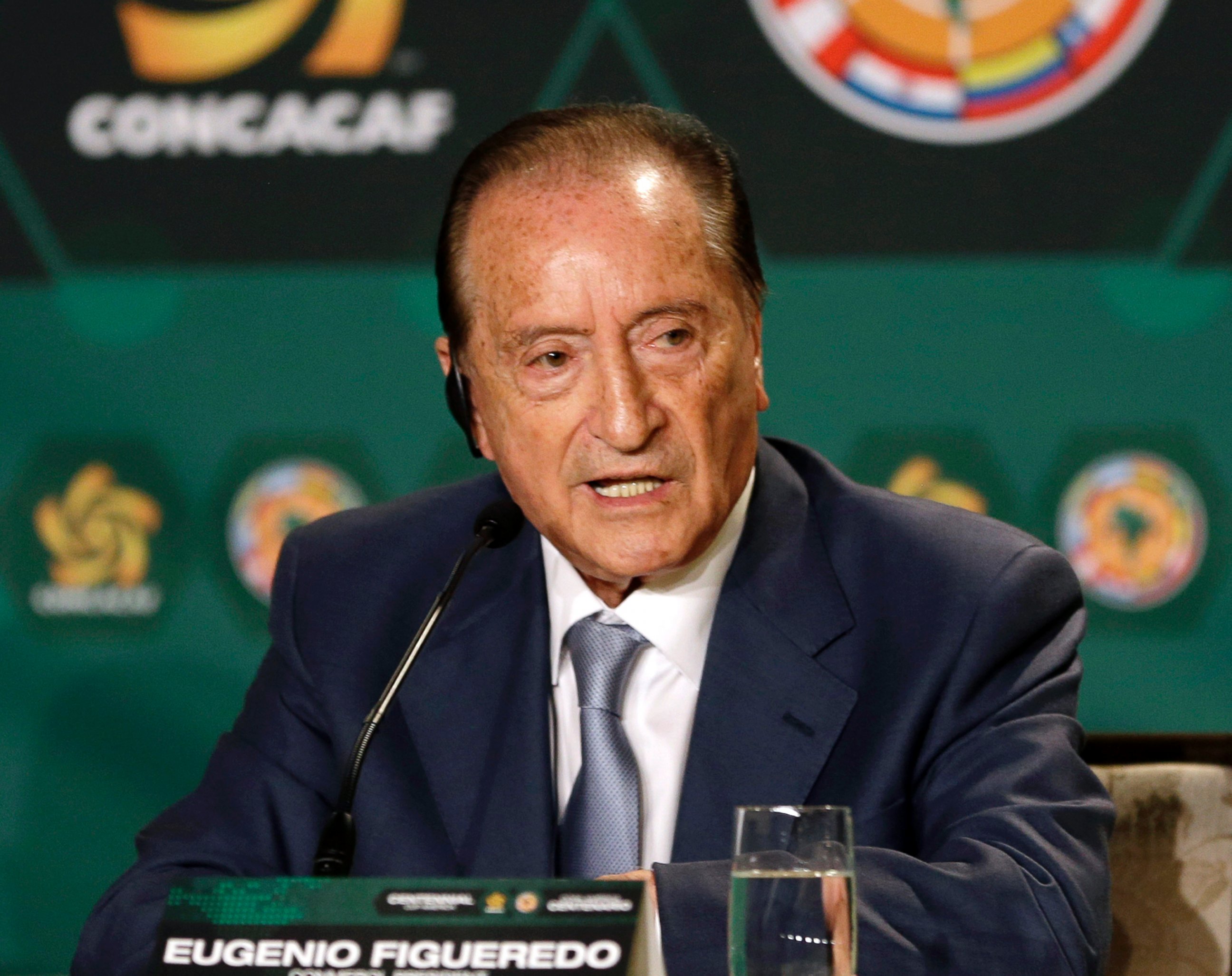 PHOTO: Eugenio Figueredo, president of CONMEBOL, the South America soccer confederation, speaks during a news conference in Bal Harbour, Fla., May 1, 2014.