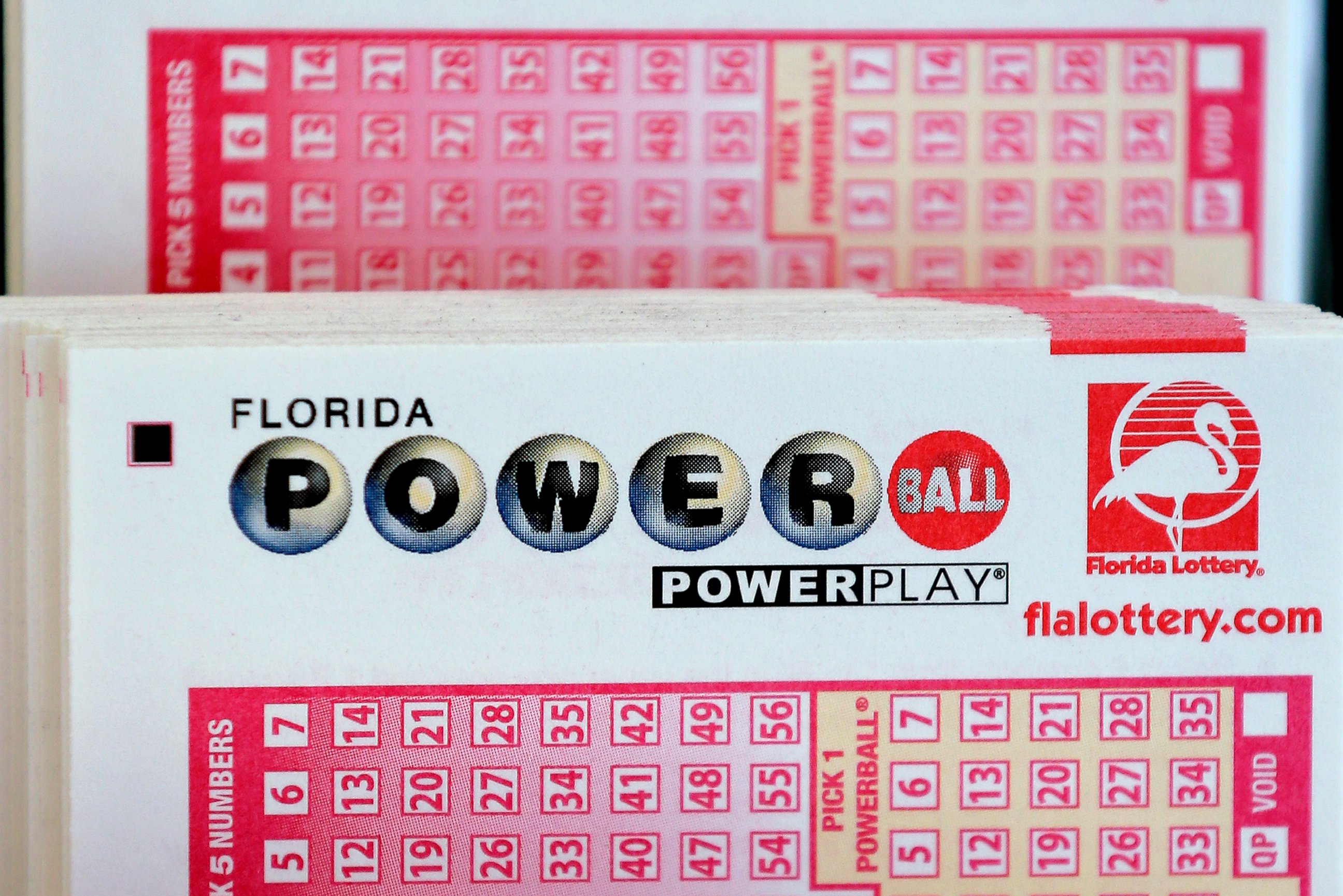 PHOTO: Powerball lottery forms are shown at the Time Saver Food Mart on Feb. 11, 2015, in Tampa, Fla.