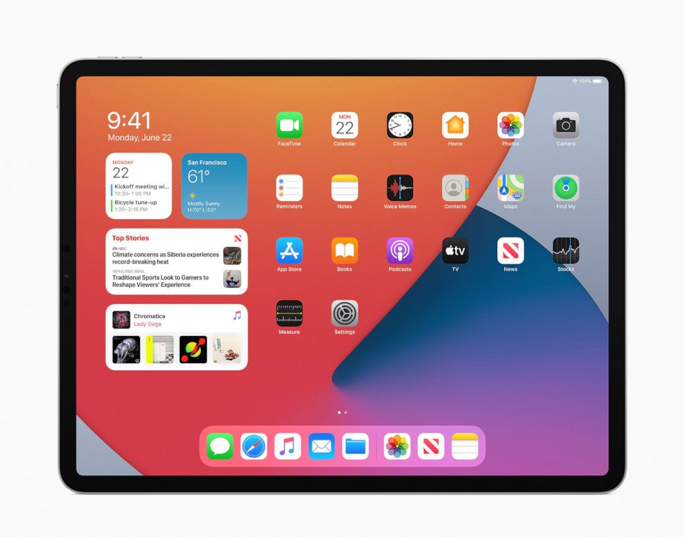 PHOTO: Apple introducing new features for iPad with iPadOS14 during the keynote address at the 2020 Apple Worldwide Developers Conference (WWDC) at Steve Jobs Theater in Cupertino, Calif, June 22, 2020.