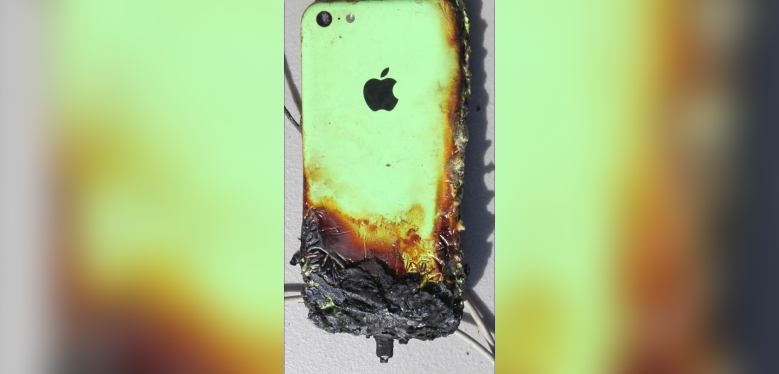 PHOTO: An iPhone that caught on fire is pictured here.
