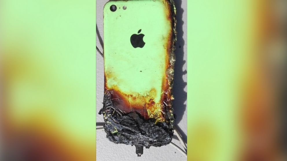 PHOTO: An iPhone that caught on fire is pictured here.