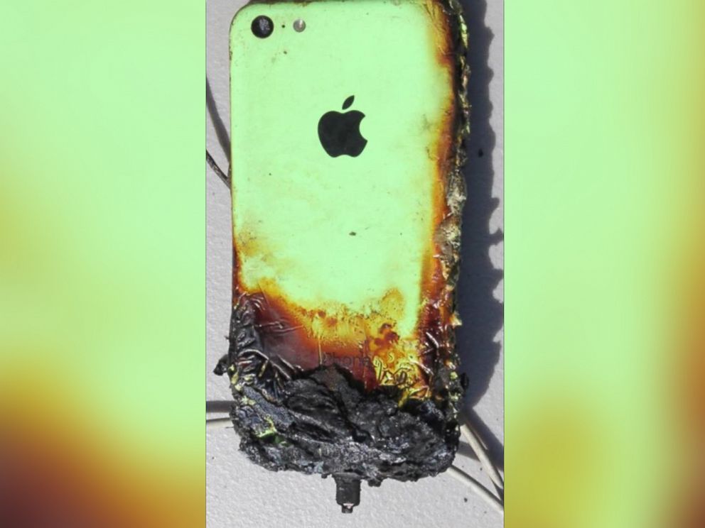 PHOTO: An iPhone that caught on fire is pictured here.