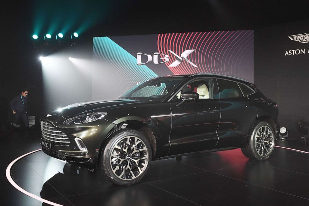 PHOTO: In this Nov. 20, 2019, file photo, Aston Martin's DBX SUV is seen at its world premiere in Beijing.