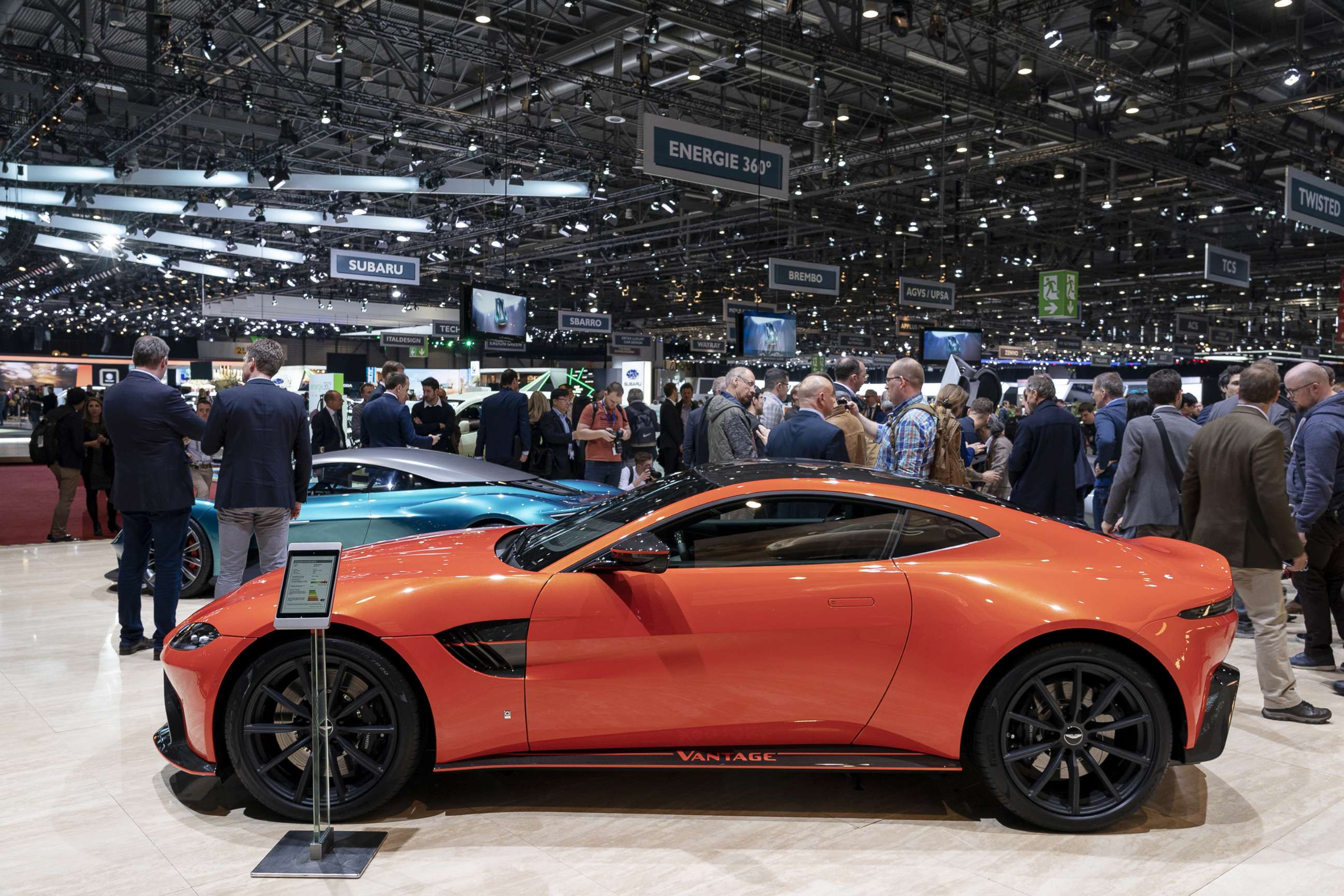 PHOTO: An Aston Martin Vantage on display at the 2019 Geneva Motor Show.