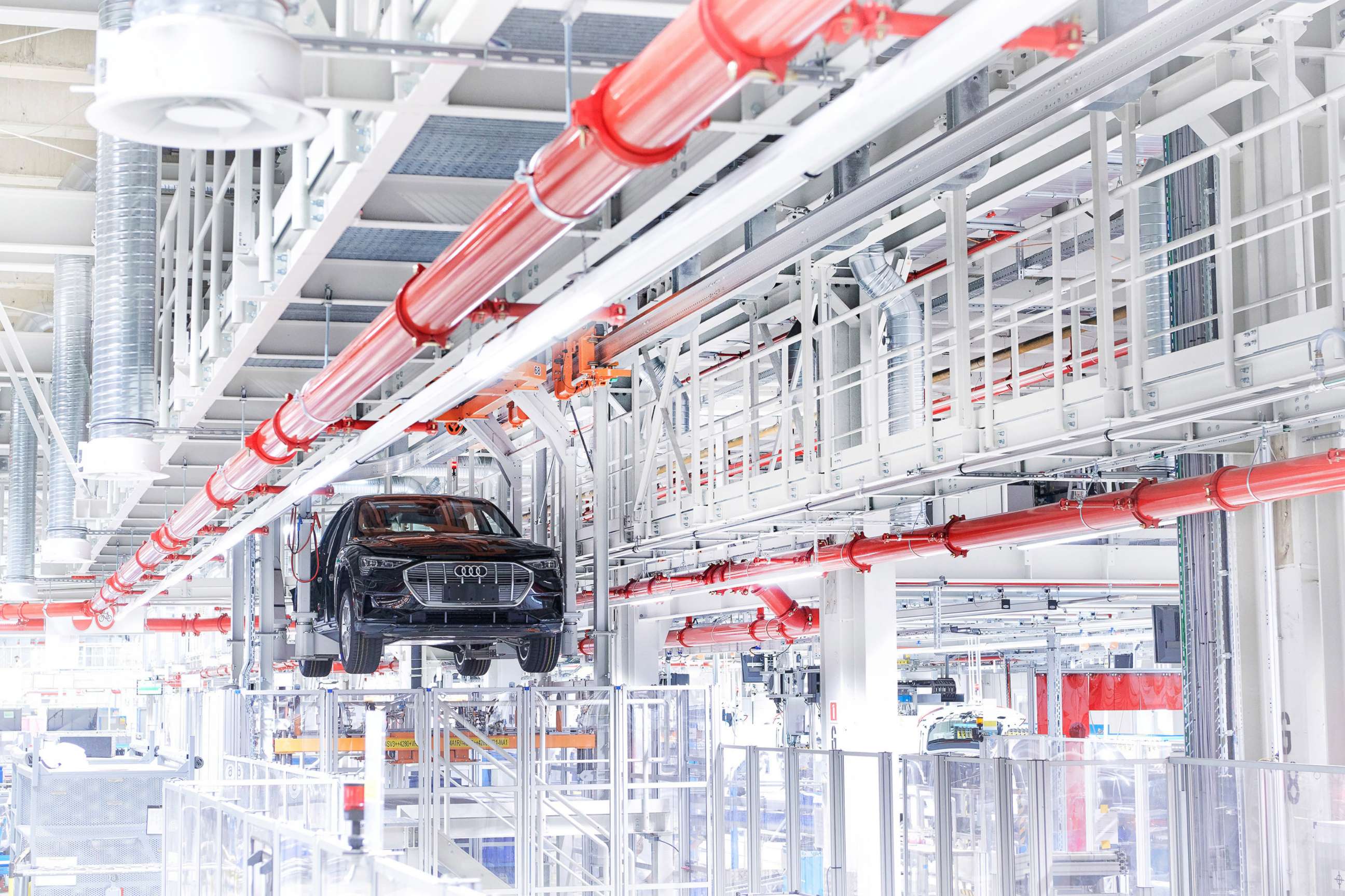 PHOTO: Audi's s e-tron SUV and e-tron Sportback are assembled at the company's facility in Brussels. It's the world's first certified CO2-neutral high-volume production plant in the premium segment.