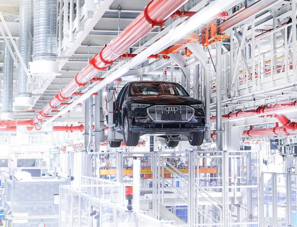 PHOTO: Audi's s e-tron SUV and e-tron Sportback are assembled at the company's facility in Brussels. It's the world's first certified CO2-neutral high-volume production plant in the premium segment.