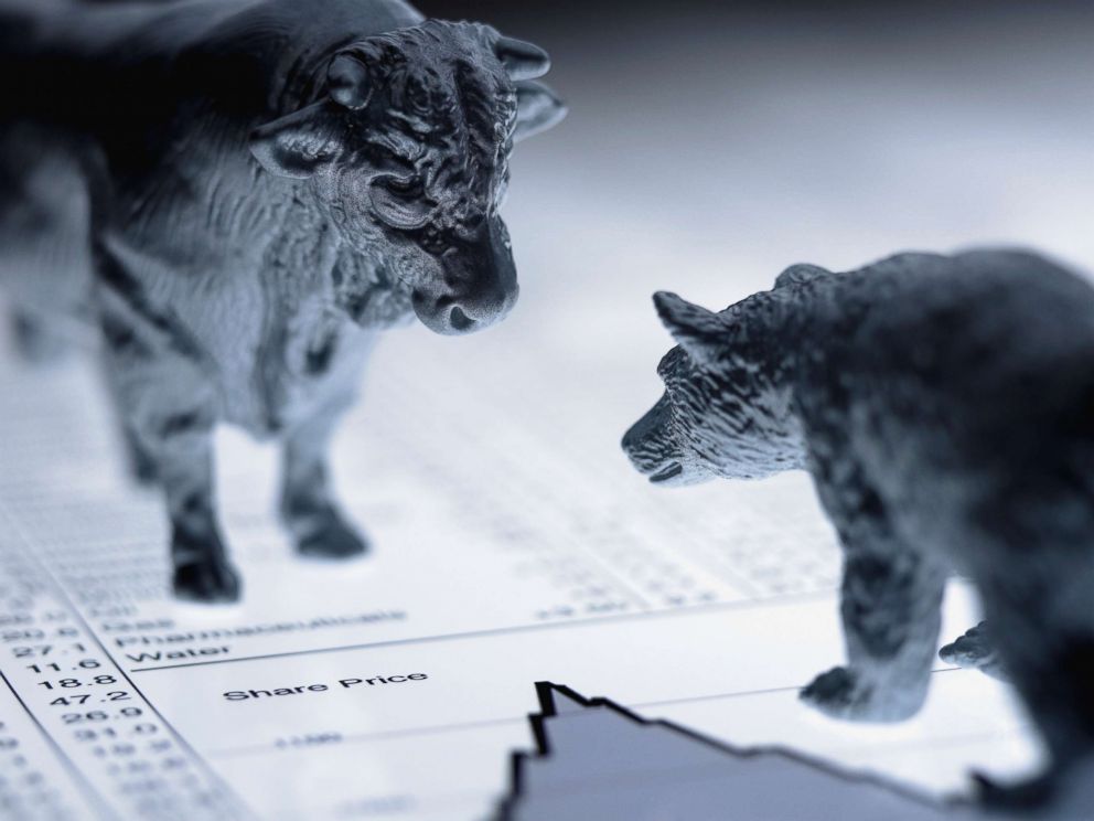 PHOTO: Bull and bear figurines on list of share prices