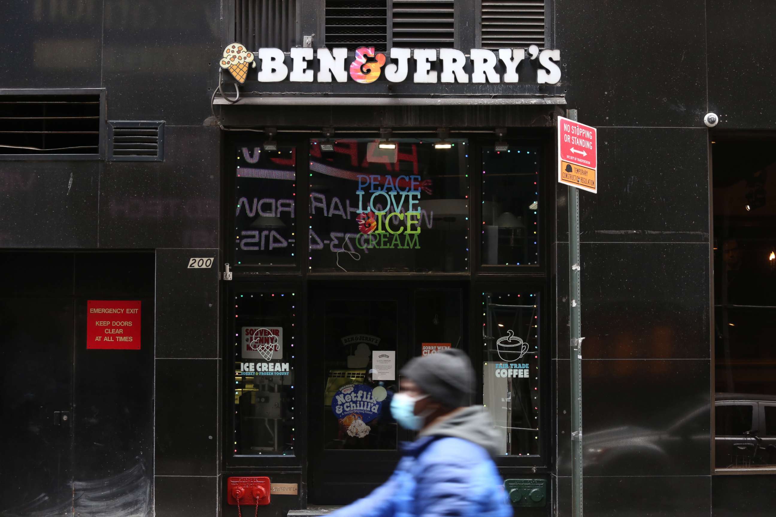 PHOTO: A person walks past Ben & Jerry's on May 11, 2020 in New York City. 