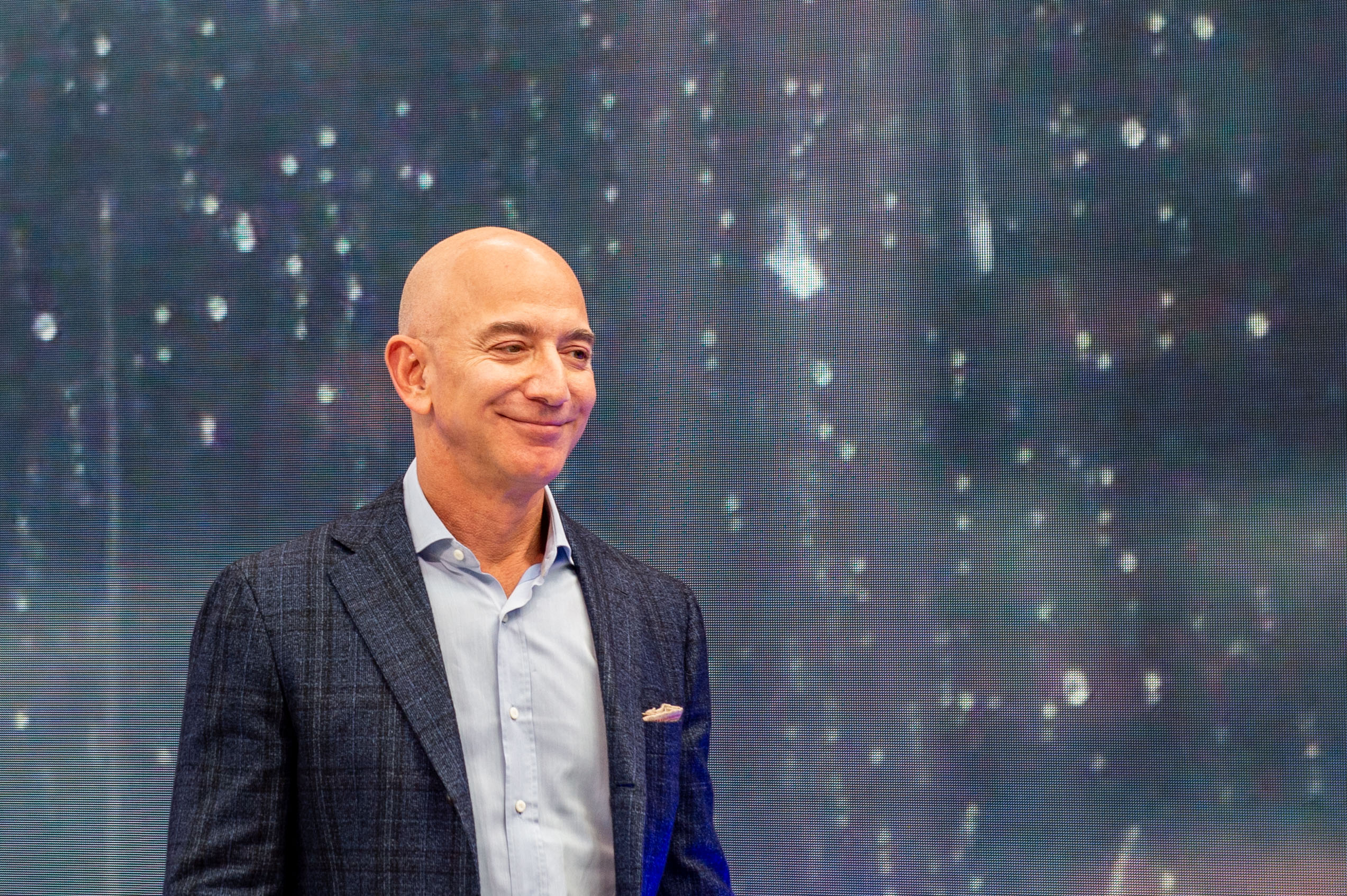 PHOTO: Jeff Bezos, head of Amazon, is seen at a company event, Sept. 25, 2019.