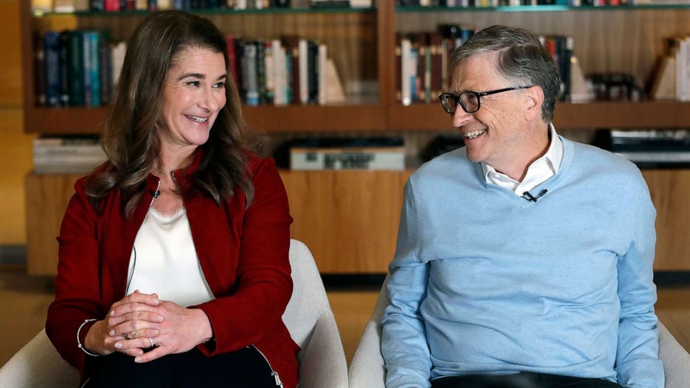 PHOTO: Bill and Melinda Gates smile at each other during an interview in Kirkland, Washington, on Feb. 1, 2019.
