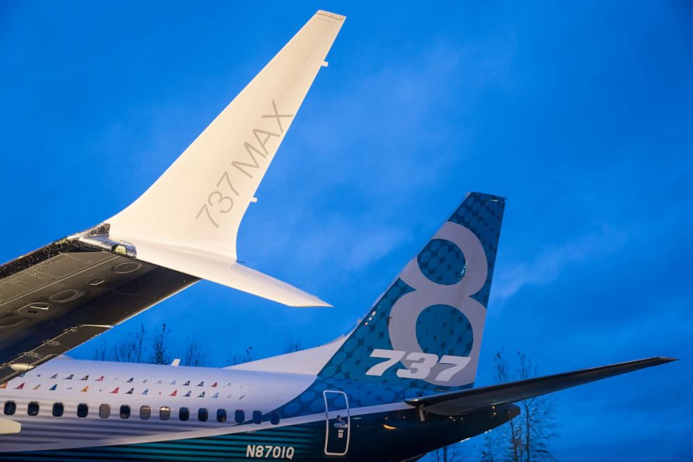 PHOTO: A winglet on the first Boeing 737 MAX  airliner is pictured at the company's manufacturing plant, on December 8, 2015, in Renton, Washington.