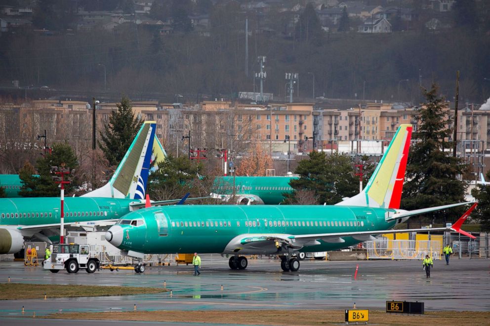 PHOTO: Boeing 737 airplanes are pictured on the tarmac at the Boeing Renton Factory in Renton, Washington, March 12, 2019.