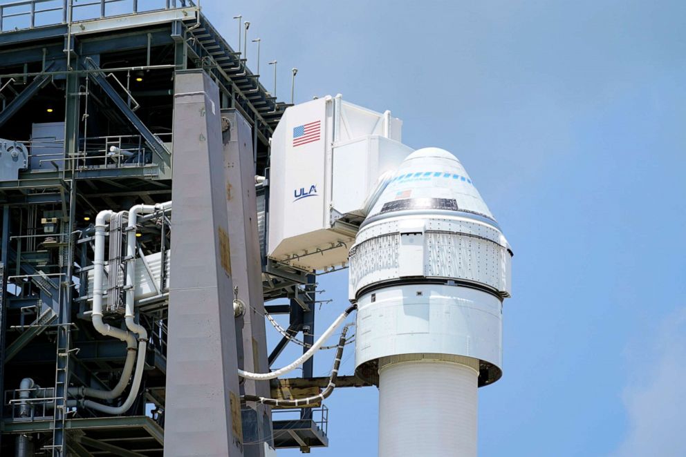 PHOTO: Boeing's CST-100 Starliner spacecraft sits atop a United Launch Alliance Atlas V rocket, at Cape Canaveral Space Force Station ready for the second un-piloted test flight to the International Space Station, July 29, 2021, in Cape Canaveral, Fla.