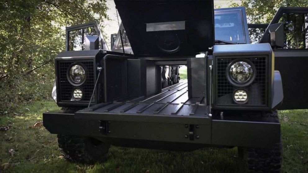 PHOTO: In June, Bollinger Motors was granted a patent by the United States Patent and
Trademark Office for its passthrough and frunkgate, shown here on the B2.