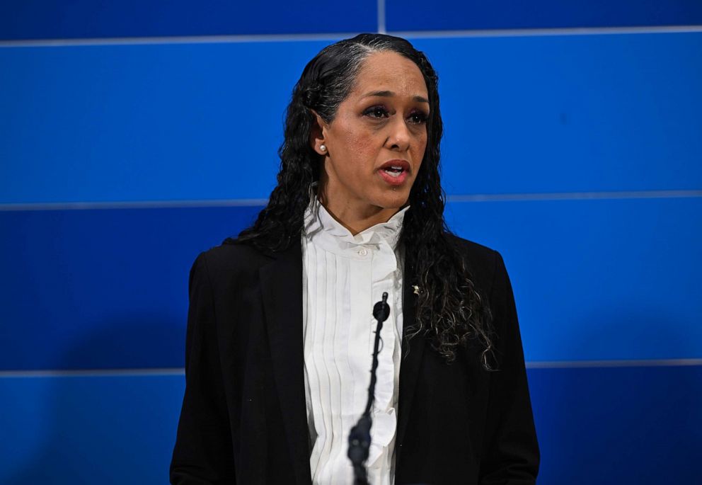 PHOTO: District Attorney Brooke Jenkins speaks at a news conference to provide updates on Cash App founder Bob Lee's homicide investigation at the San Francisco Police Department, April 13, 2023, in San Francisco.