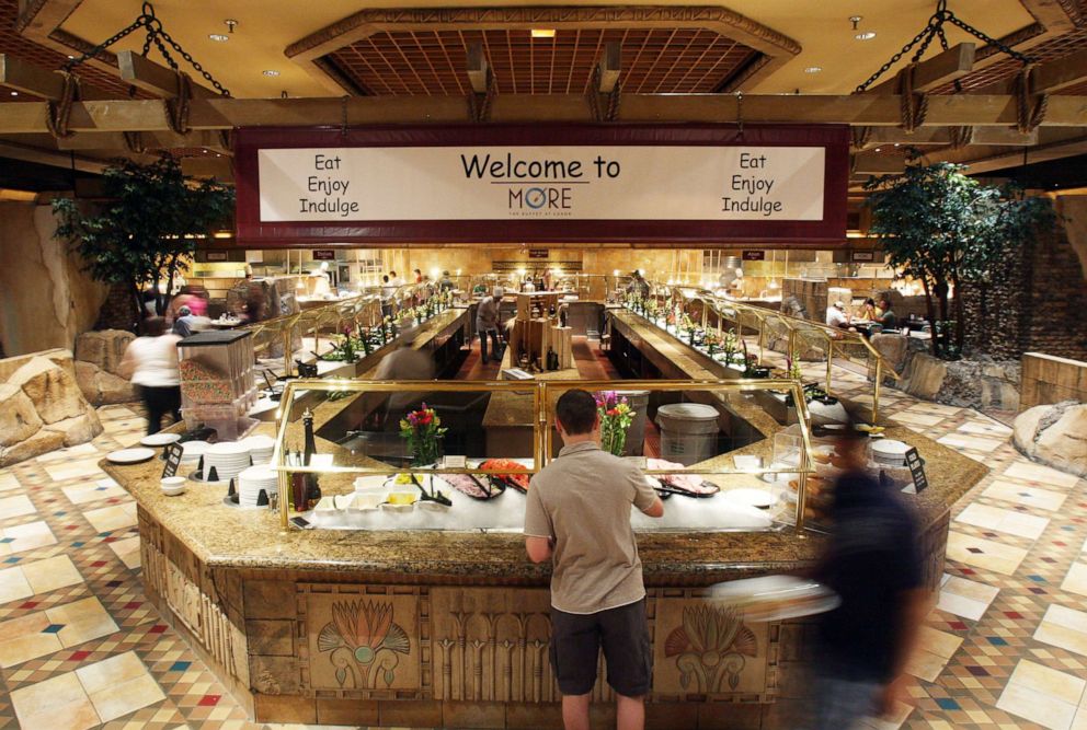 PHOTO: Guests graze the More buffet at the Luxor hotel & casino Friday, May 22, 2009 in Las Vegas.