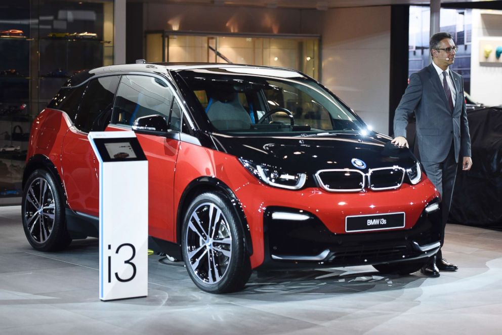 PHOTO: BMW i3 is pictured on display during its unveiling at Auto Expo 2018 motor show at India Expomart on Feb. 7, 2018, in Greater Noida, India.
 