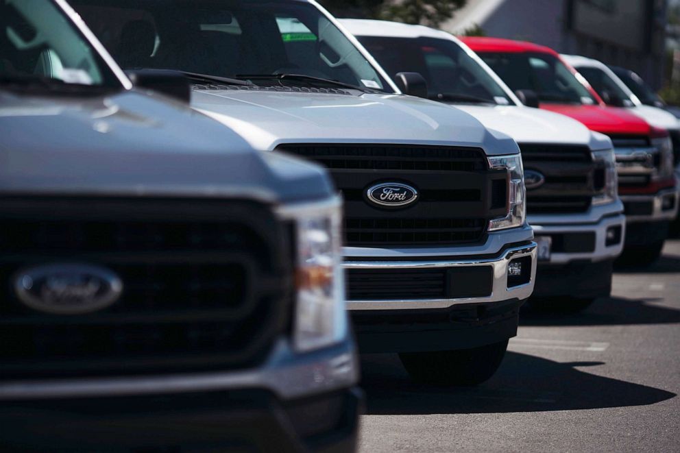 PHOTO: FILE - New trucks are seen at a dealership, Sept. 23, 2022 in Long Beach, Calif.