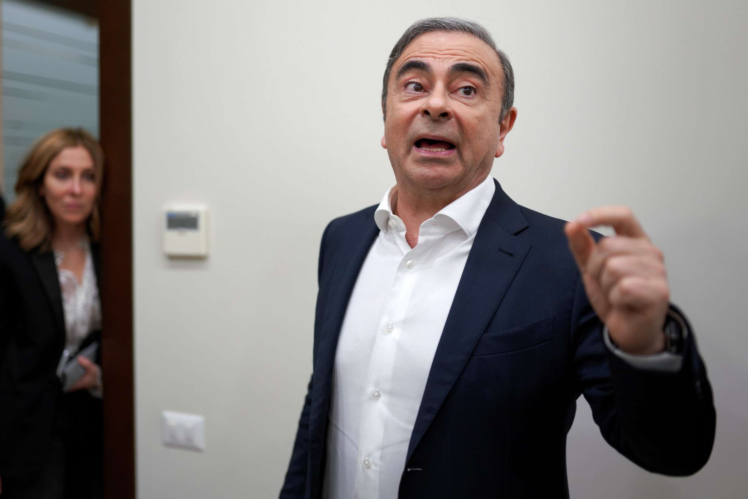 PHOTO: Former Nissan Motor CEO Carlos Ghosn speaks during a group interview for Japanese media on Jan. 10, 2020, in Beirut, Lebanon.