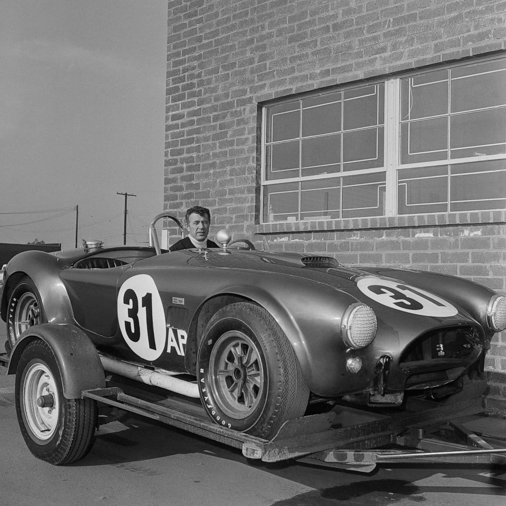 PHOTO: American auto builder Carroll Shelby is shown in one of his Ford Powered AC Cobra sports cars, Feb. 10, 1965.