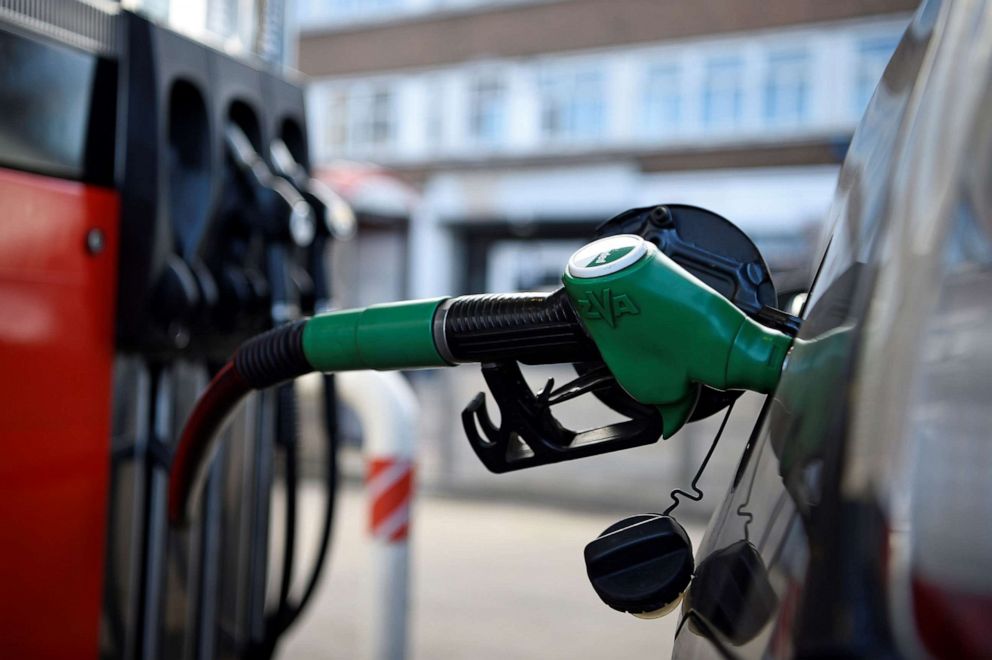 PHOTO: A fuel pump is pictured as a car is refueled with unleaded gas in north London on Nov. 18, 2020.