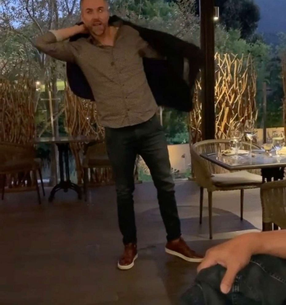 PHOTO: In a screen grab from a video posted to Instagram, a tech CEO was caught on camera yelling racist taunts at an Asian family at a restaurant in Carmel Valley, Calif., on July 4, 2020.