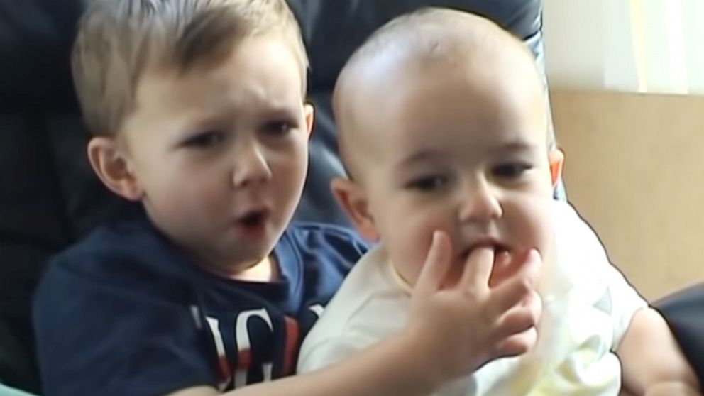 PHOTO: Two British brothers are pictured in an image made from the video known affectionally as "Charlie bit my finger," one of the internet's first viral hits, posted to YouTube in 2007.