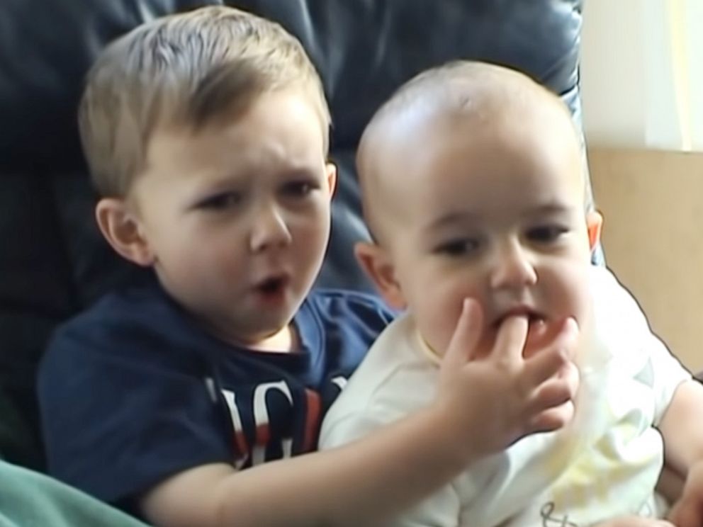 PHOTO: Two British brothers are pictured in an image made from the video known affectionally as "Charlie bit my finger," one of the internet's first viral hits, posted to YouTube in 2007.