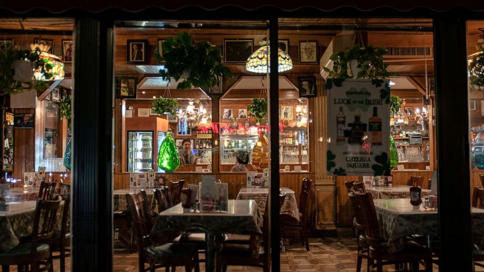 PHOTO: An empty restaurant is seen in the Manhattan borough following the outbreak of the coronavirus disease (COVID-19), in New York City, March 15, 2020.