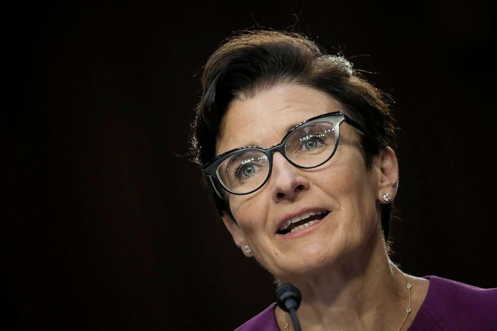 PHOTO: FILE - Citigroup CEO Jane Fraser testifies during a Senate Banking, Housing, and Urban Affairs Committee hearing on Capitol Hill, Sept. 22, 2022 in Washington, DC.