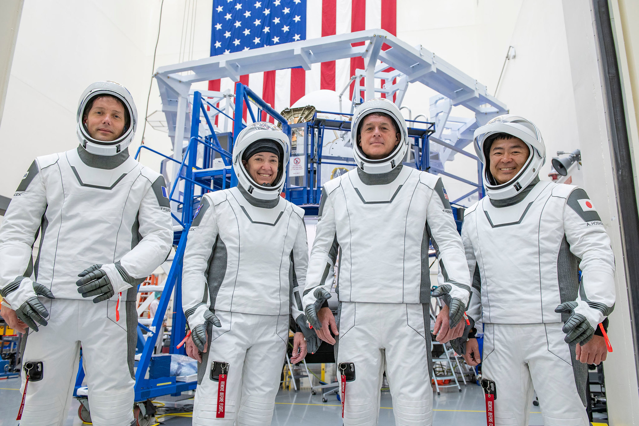 PHOTO: The crew for the second long-duration SpaceX Crew Dragon mission to the International Space Station, NASA’s SpaceX Crew-2, are pictured during a training session at the SpaceX training facility in Hawthorne, Calif.