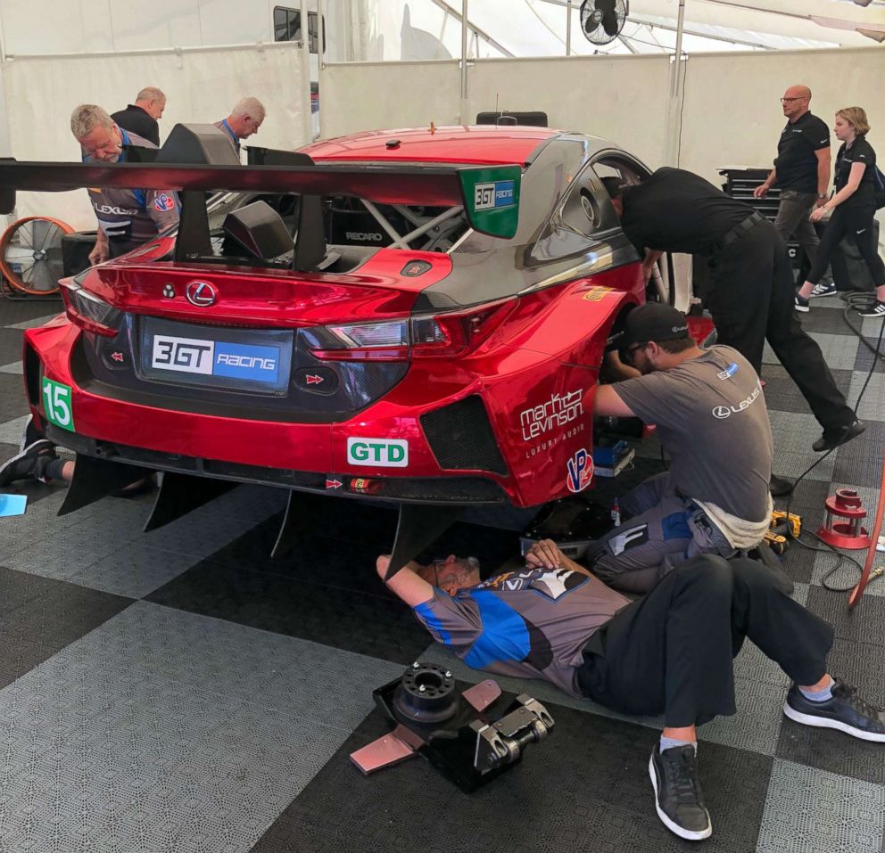 PHOTO: The crew preps one of the cars before a race at Lime Rock Park in Lakeville,  Conn., July 21, 2018.